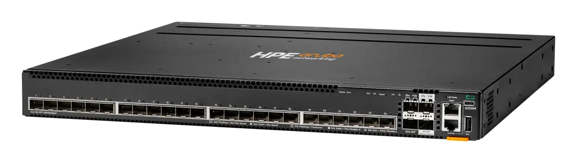 Aruba R8S92A CX6300M 24p SFP+ LRM support and 2p 50G and 2p 25G MACSec Yönetilebilir Switch