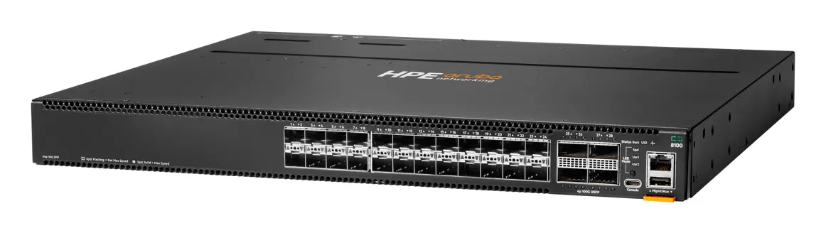 Aruba R9W86A CX8100 24x10G SFP+ 4x40/100G QSFP28 FB Airflow 3xFan 2AC PSU Veri Merkezi Switch