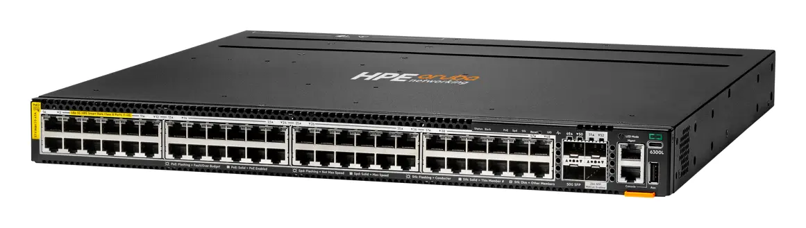 Aruba S3L76A CX6300L 48p Smart Rate 100M/1G/2.5G/5G CL8 2p SFP56 50G 2p SFP28 25G L2 PoE Switch