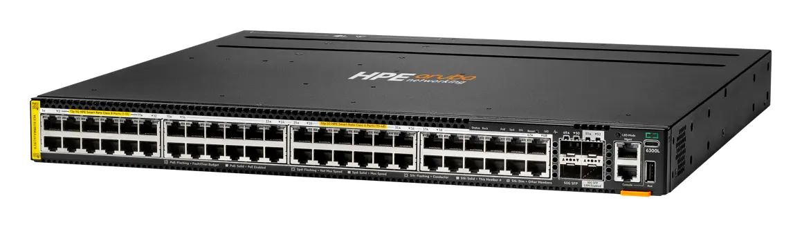 Aruba S3L77A CX6300L 48p SmtRt 100M/1G/2.5G/5G CL6/8 2p SFP56 50G 2p SFP+ 1G/10G LRM Layer2 PoE Switch