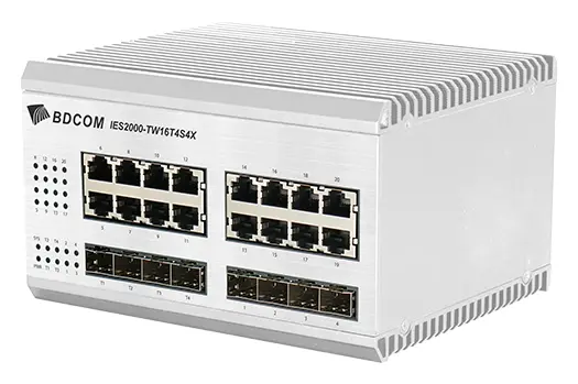 BDCOM IES2000-TU16T4S4X 16 Port Gigabit 4×SFP 4×10G SFP+ L2+ Endüstriyel Switch — görsel 3