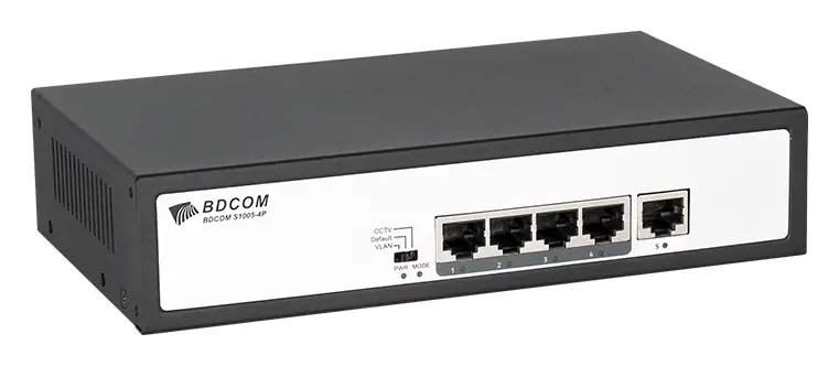 BDCOM S1005-4P 4 Port Fast Ethernet PoE Yönetilemez Switch — görsel 4
