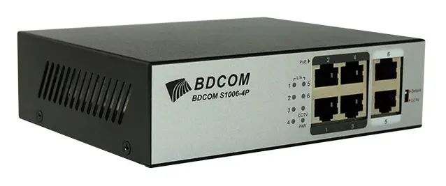 BDCOM S1006-4P 4 Port Fast Ethernet PoE Yönetilemez Switch — görsel 2