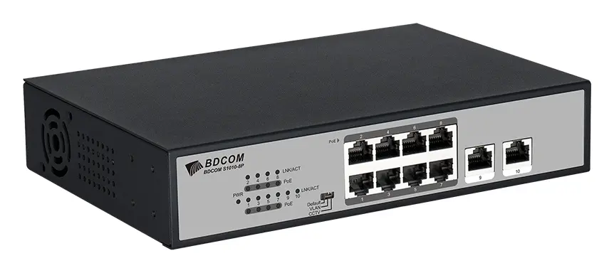 BDCOM S1010-8P 8 Port Fast Ethernet PoE Yönetilemez Switch — görsel 3