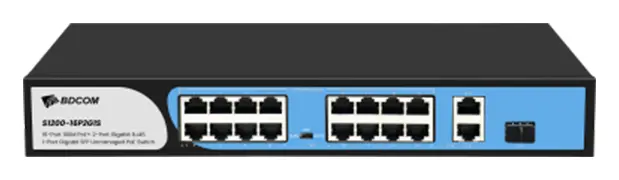 BDCOM S1200-24P2G1S-370 24 Port Fast Ethernet PoE 2×Gigabit 1×SFP Yönetilemez Switch görsel 2
