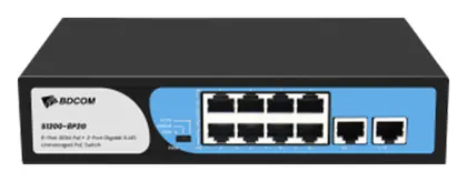 BDCOM S1200-8P2G 8 Port Fast Ethernet PoE 2×Gigabit Yönetilemez Switch
