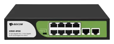 BDCOM S1500-8P2S 10 Port Gigabit PoE Yönetilemez Switch