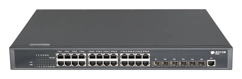 BDCOM S3900-24T6X/EI 24 Port Gigabit 6×10G SFP+ Yönetilebilir Switch görsel 2
