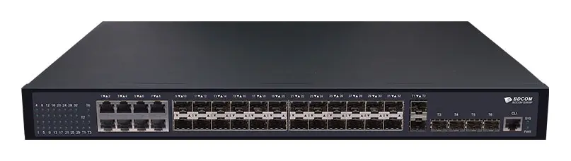BDCOM S3938F 24 Port Gigabit SFP 8×Gigabit 6×10G SFP+ Yönetilebilir Switch — görsel 3