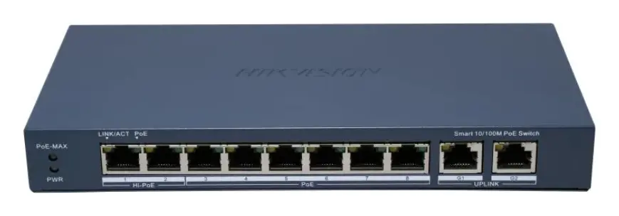 Hikvision DS-3E1310HP-EI-(B) 8 Port Fast Ethernet Smart PoE Switch