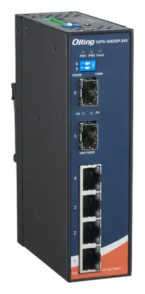 ORing IGPS-1042GP-24V 4GE PoE + 2G SFP Ethernet Switch, IEEE 802.3af/at, 24VDC Endüstriyel Yönetilemez PoE Switch