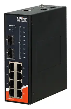 ORing IGPS-C3082GP 10 Port Gigabit PoE Switch ve 8x10/100/1000 Base-T(X) P.S.E. Port Endüstriyel Yönetilebilir PoE Switch