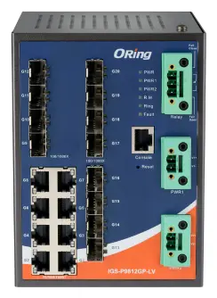 ORing IGS-P9812GP-LV IEC 61850-3 Cyber-hardened Yönetilebilir Ethernet Switch ve 8GE ve 12G SFP, Dual 24/48DC IEC 61850-3 Trafo Merkezi Switch — görsel 2