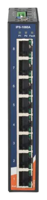 ORing IPS-1080A 8FE PoE Ethernet Switch, IEEE 802.3af/at Endüstriyel Yönetilemez PoE Switch — görsel 2