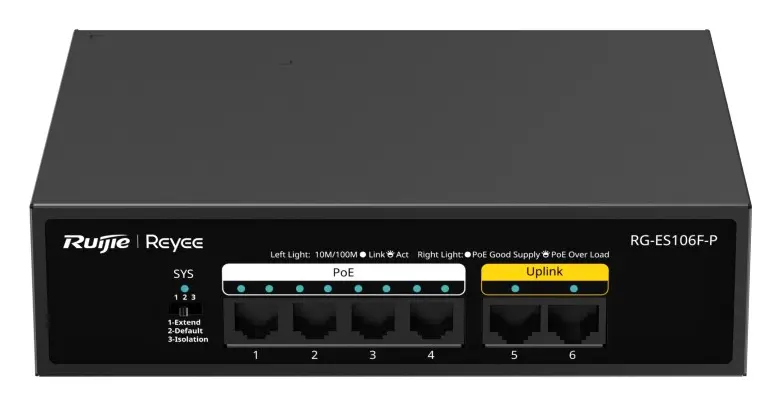 Reyee RG-ES106F-P 6 Port Fast Ethernet PoE Yönetilemez Switch