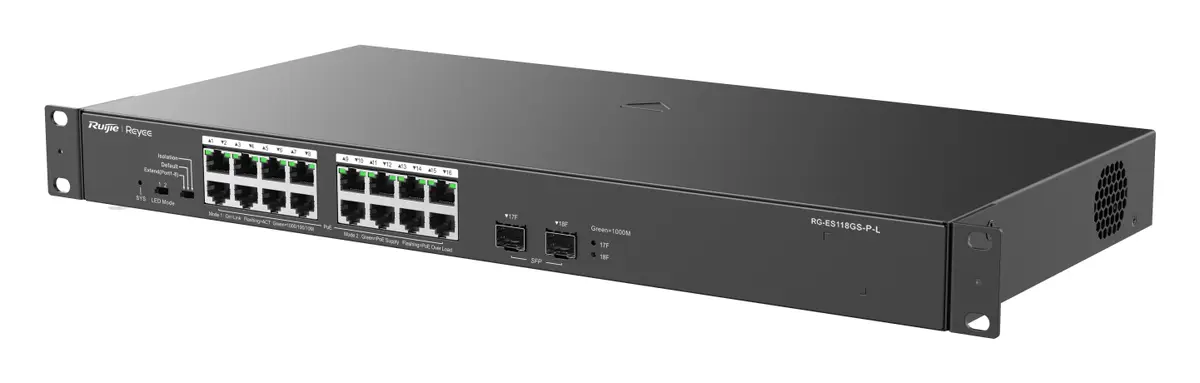 Reyee RG-ES118GS-P-L 16 Port Gigabit PoE 2×SFP Yönetilemez Switch görsel 2