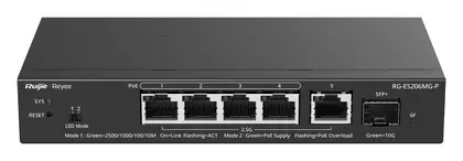 Reyee RG-ES206MG-P 5 Port 2.5G Multi-Gigabit PoE+ 1×10G SFP+ Yönetilebilir Switch