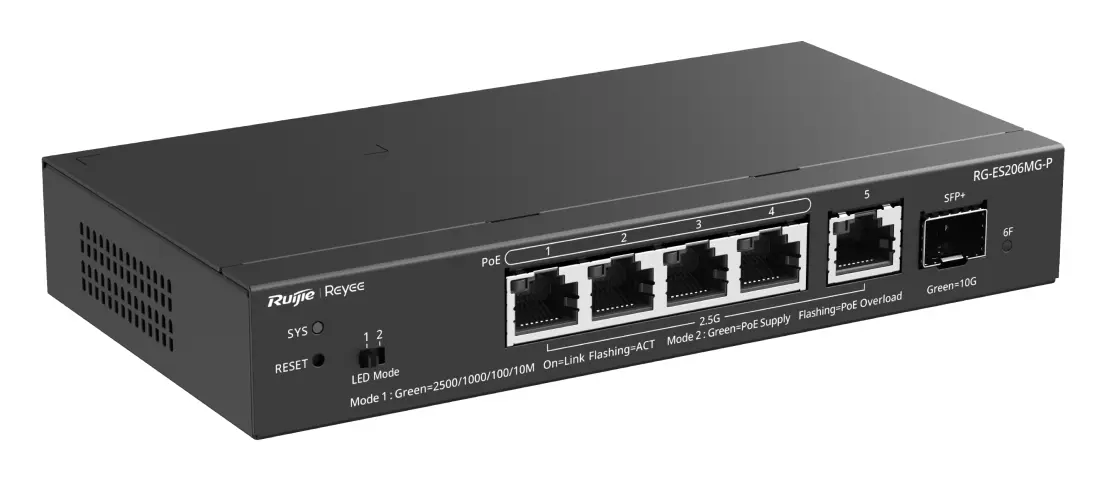 Reyee RG-ES206MG-P 5 Port 2.5G Multi-Gigabit PoE+ 1×10G SFP+ Yönetilebilir Switch — görsel 4
