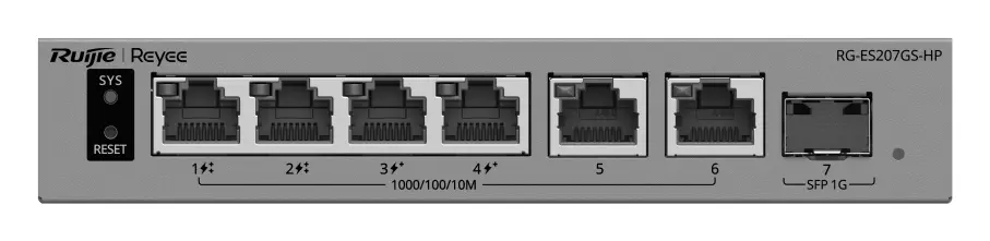 Reyee RG-ES207GS-HP 6 Port Gigabit PoE++ 1×SFP Akıllı Yönetilebilir Switch