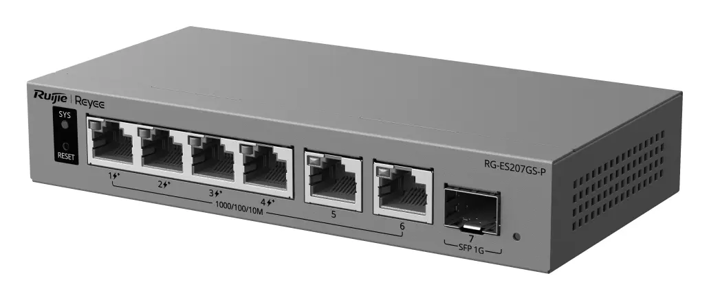 Reyee RG-ES207GS-P 6 Port Gigabit PoE+ 1×SFP Akıllı Yönetilebilir Switch — görsel 3