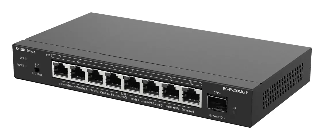 Reyee RG-ES209MG-P 8 Port 2.5G Multi-Gigabit PoE+ 1×10G SFP+ Yönetilebilir Switch — görsel 3
