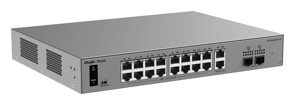 Reyee RG-ES220GS-P-V2 18 Port Gigabit PoE+ 2×SFP Akıllı Yönetilebilir Switch — görsel 4