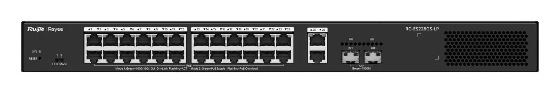 Reyee RG-ES228GS-LP 26 Port Gigabit PoE+ 2×SFP Akıllı Yönetilebilir Switch — görsel 2