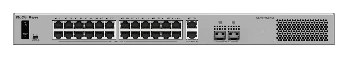 Reyee RG-ES228GS-P-V2 26 Port Gigabit PoE+ 2×SFP Akıllı Yönetilebilir Switch