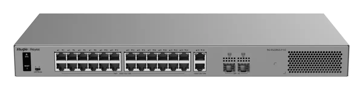 Reyee RG-ES228GS-P-V2 26 Port Gigabit PoE+ 2×SFP Akıllı Yönetilebilir Switch — görsel 2