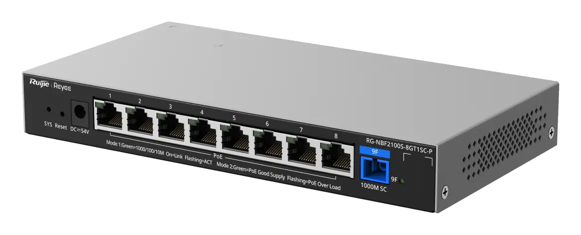 Reyee RG-NBF2100S-8GT1SC-P 8 Port Gigabit PoE+ 1×Optik Yönetilebilir Switch görsel 6