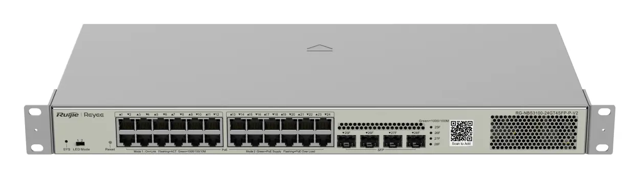 Reyee RG-NBS3100-24GT4SFP-P-V2 24 Port Gigabit PoE+ 4×SFP Yönetilebilir Switch