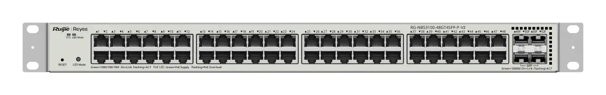 Reyee RG-NBS3100-48GT4SFP-P-V2 48 Port Gigabit PoE+ 4×SFP Yönetilebilir Switch görsel 2