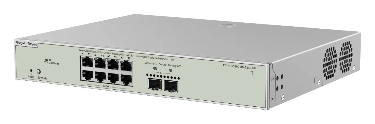 Reyee RG-NBS5300-8MG2XS-UP 8 Port 2.5G Multi-Gigabit PoE++ 2×10G SFP+ L3 Yönetilebilir Switch görsel 3