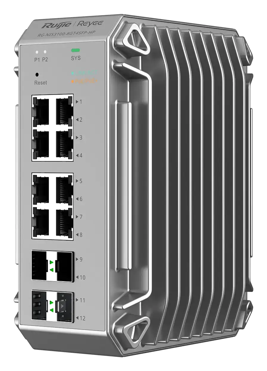 Reyee RG-NIS3100-8GT4SFP-HP 8 Port Gigabit PoE+ 4×SFP Endüstriyel Switch