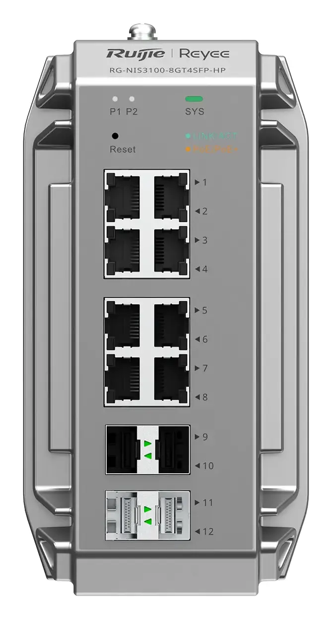 Reyee RG-NIS3100-8GT4SFP-HP 8 Port Gigabit PoE+ 4×SFP Endüstriyel Switch görsel 2