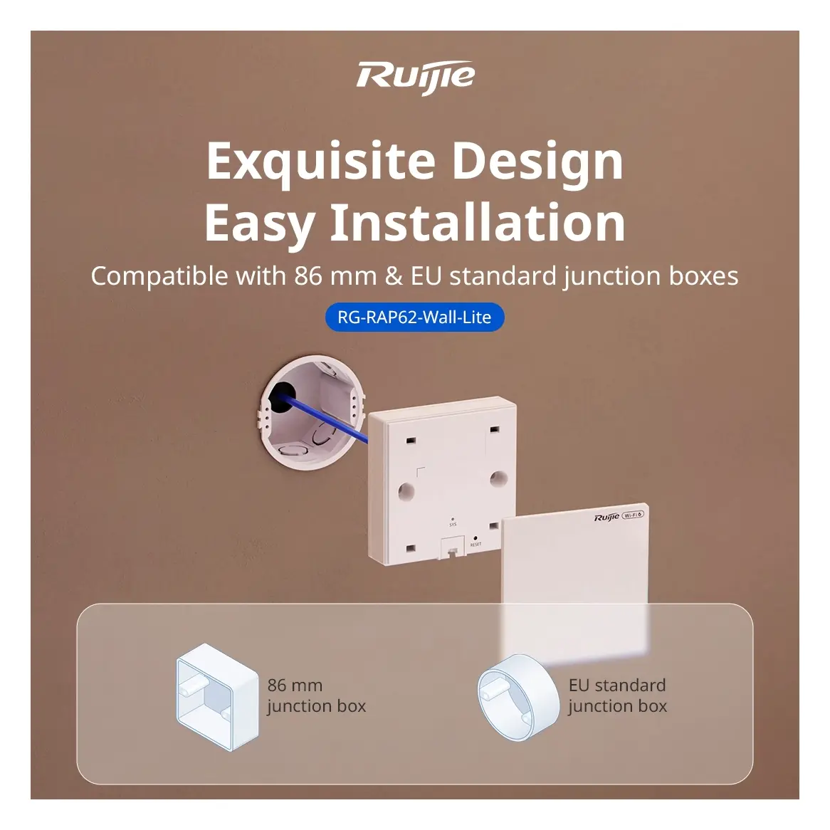 Reyee RG-RAP62-WALL-LITE Wi-Fi 6 AX3000 Çift Bant Duvar Tipi Access Point görsel 2