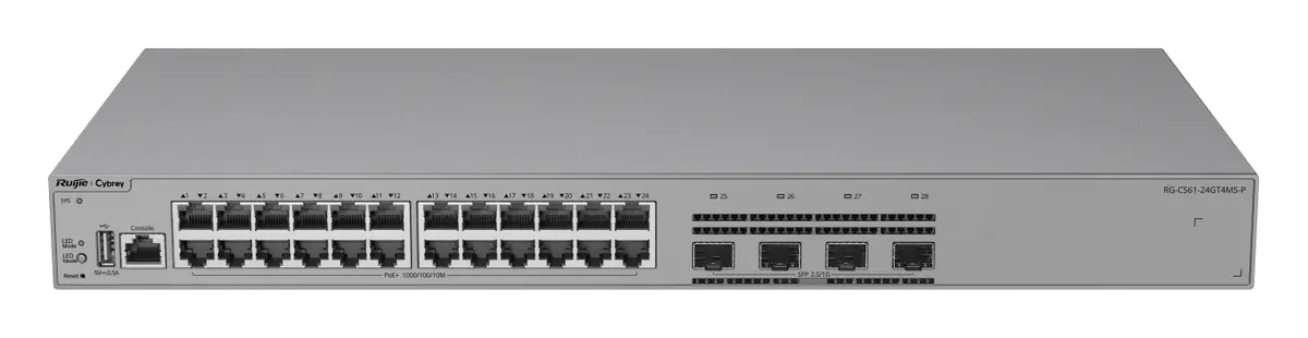 Ruijie RG-CS61-24GT4MS-P 24 Port Gigabit PoE+ 4×2.5G SFP L3 Yönetilebilir Switch görsel 2