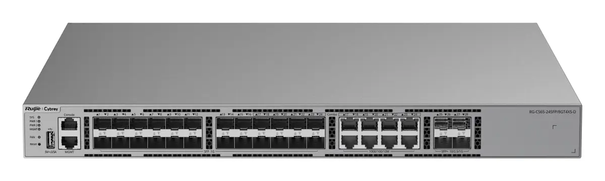 Ruijie RG-CS65-24SFP/8GT4XS-D 24 Port Gigabit SFP 4×10G SFP+ L3 Yönetilebilir Switch görsel 2