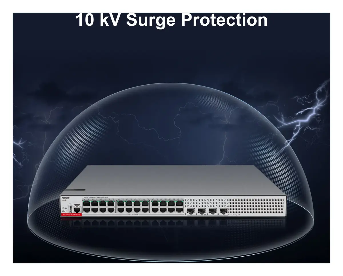 Ruijie RG-S5000-24GT4MS-P-E 24 Port Gigabit PoE+ 4×2.5G SFP L2+ Yönetilebilir Switch görsel 3
