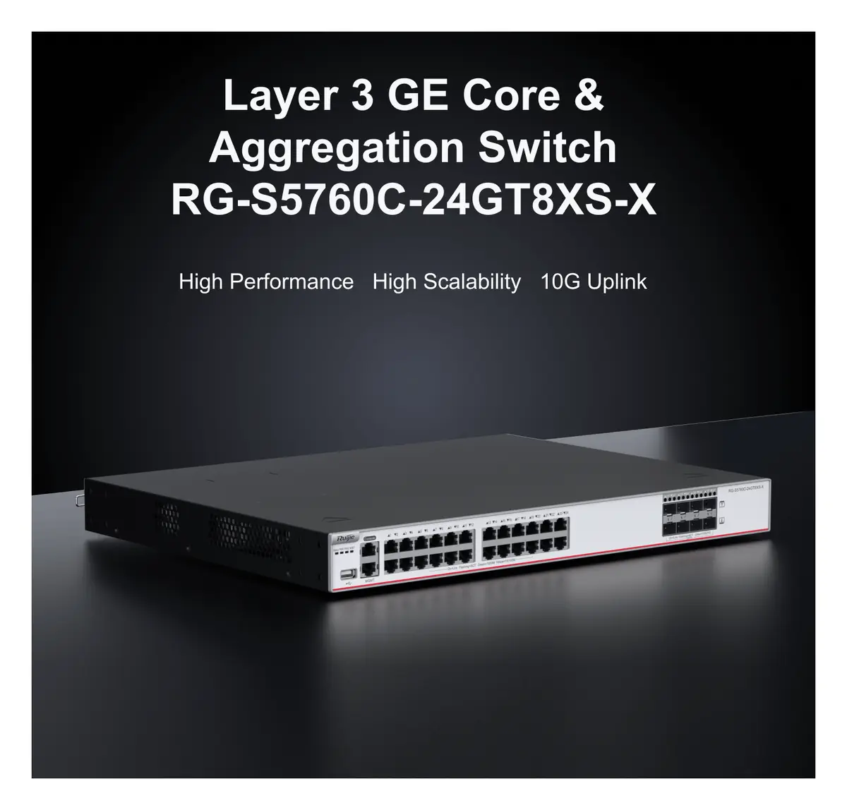 Ruijie RG-S5760C-24GT8XS-X 24 Port Gigabit 8×10G SFP+ L3 Yönetilebilir Switch görsel 2