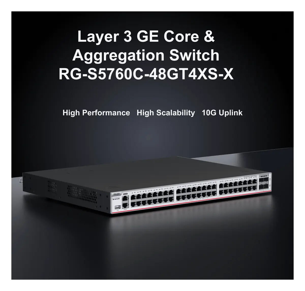 Ruijie RG-S5760C-48GT4XS-X 48 Port Gigabit 4×10G SFP+ L3 Yönetilebilir Switch görsel 2