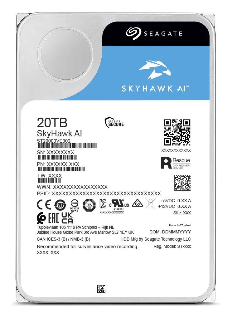 Seagate SkyHawk AI 20TB 3.5" SATA Gözetim Diski (ST20000VE002) görsel 4